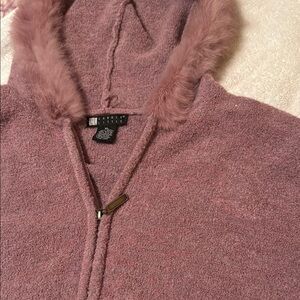 Pink Hooded Zip-Up Sweater